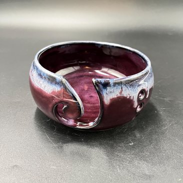 Handmade Purple Drip Glazed Ceramic Yarn Bowl