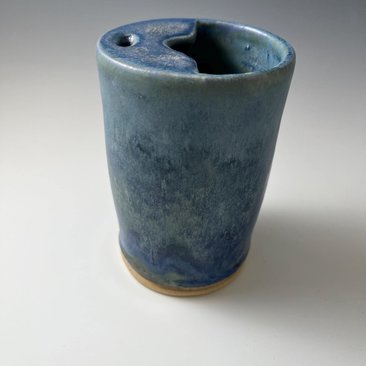 Handmade Ceramic Blue Green Matte Travel Mug