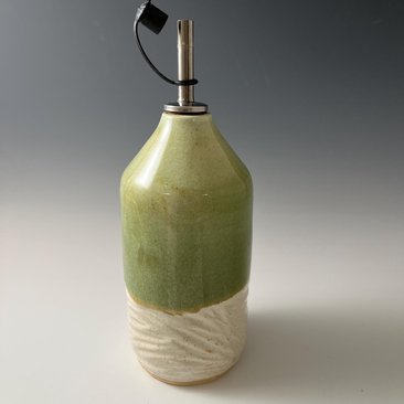 Handmade Ceramic Oil or Vinegar Dispenser - spearmint green