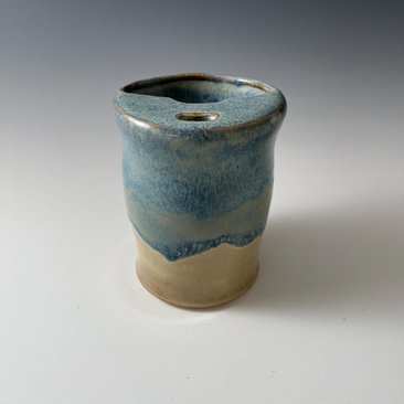 Handmade Ceramic Blue and Cream Travel Mug