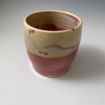 Handmade Rasberry Red and Cream Ceramic Tumbler