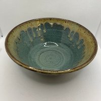 Handmade Blue and Honey Ceramic Bowl