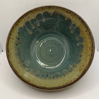 Handmade Blue and Honey Ceramic Bowl