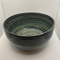 Handmade Swirl Carved Green Serving Bowl