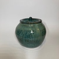 Hand-made Blue Ceramic Lidded Jar