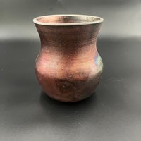 Handmade Irridescent Copper Matte Vase - Raku fired