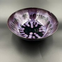 Handmade Large Black and Purple Ceramic Serving Bowl