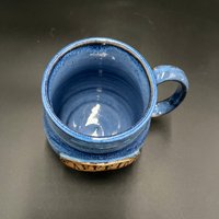 Large Handmade Dripping Blue Ceramic Caffeine Mug