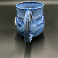 Large Handmade Dripping Blue Ceramic Caffeine Mug