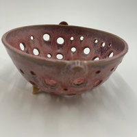 Hand-made Purple-Pink Pedestal Berry Bowl