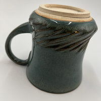 Handmade Carved Blue and Green Mug