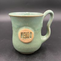 Handmade Agave Green “Hello” Ceramic Mug