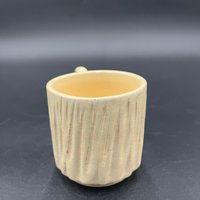 Small Carved Handmade Ceramic Yellow Mug - great for espresso