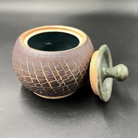 Hand-made Ceramic Crackle Lidded Jar