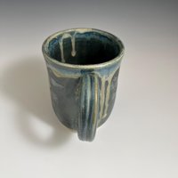 Handmade Ceramic Green Mug with a golden dripping rim