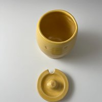 Handmade Ceramic Honey Jar - vibrant yellow with a bee design