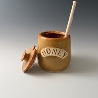 Handmade Ceramic Honey Jar - golden luster
