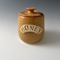 Handmade Ceramic Honey Jar - golden luster