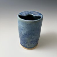 Handmade Ceramic Blue Green Matte Travel Mug