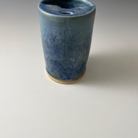 Handmade Ceramic Blue Green Matte Travel Mug