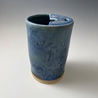 Handmade Ceramic Blue Green Matte Travel Mug