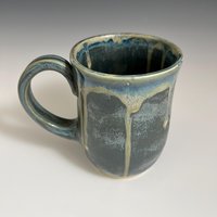 Handmade Ceramic Green Mug with a golden dripping rim