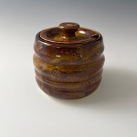 Handmade Ceramic Honey Jar - golden brown