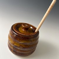 Handmade Ceramic Honey Jar - golden brown