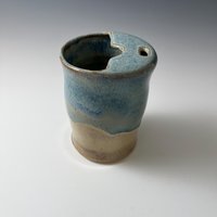 Handmade Ceramic Blue and Cream Travel Mug