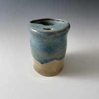 Handmade Ceramic Blue and Cream Travel Mug