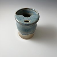 Handmade Ceramic Blue and Cream Travel Mug