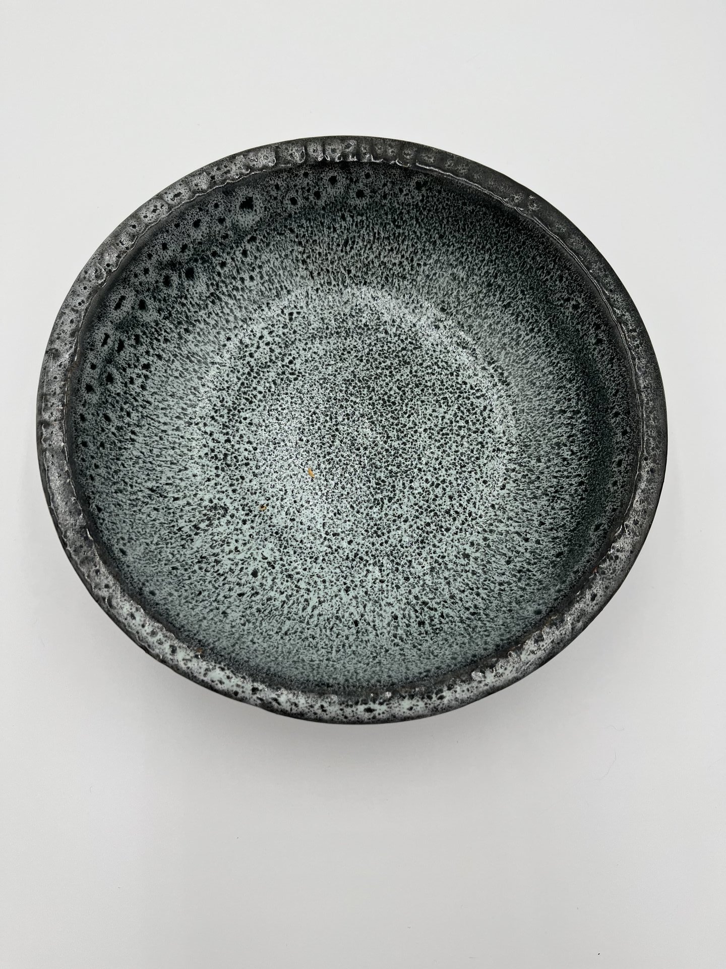 Handmade Black and White Rimmed Ceramic Bowl