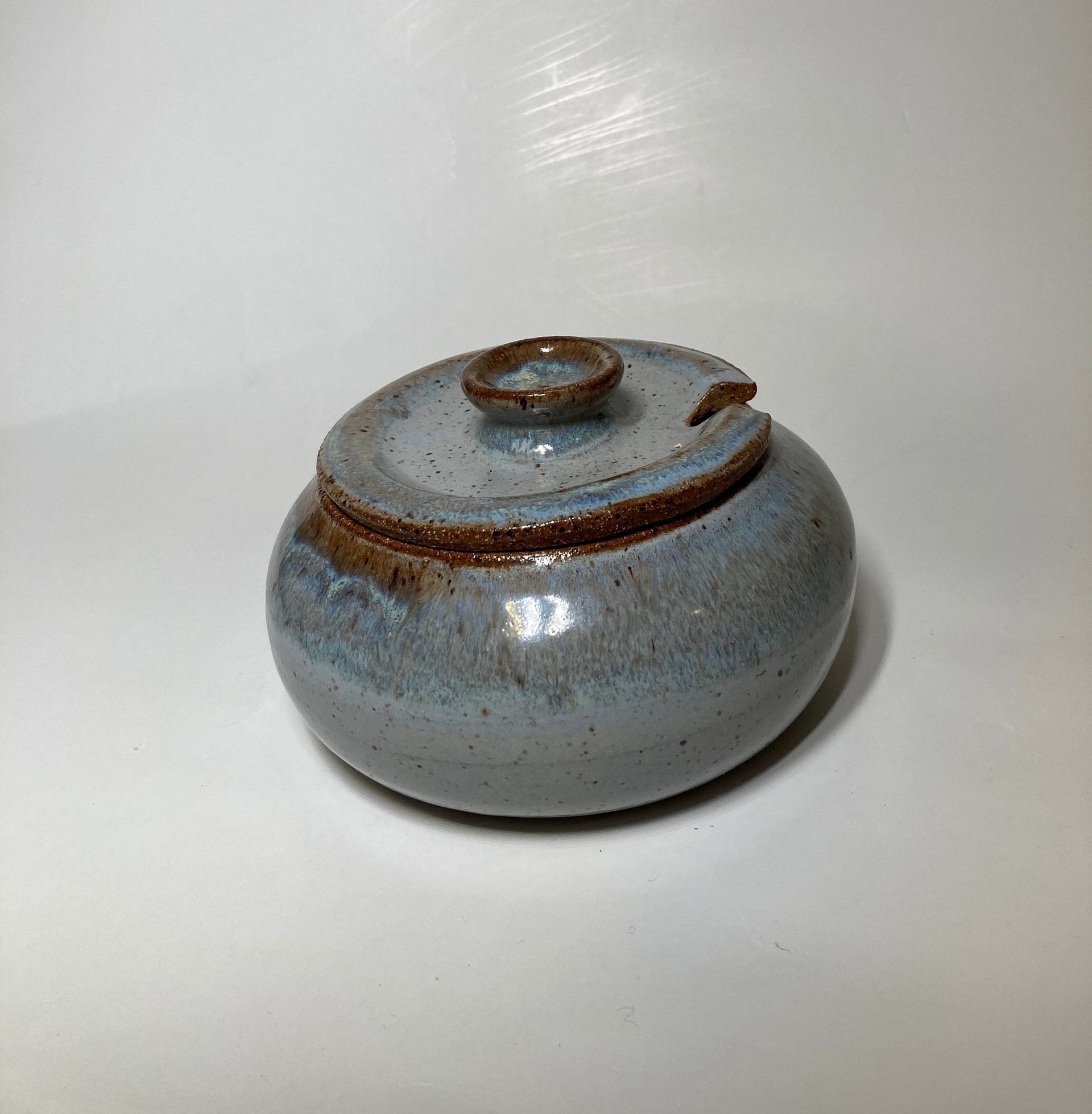 Light Blue and Honey Glazed Ceramic Honey Jar