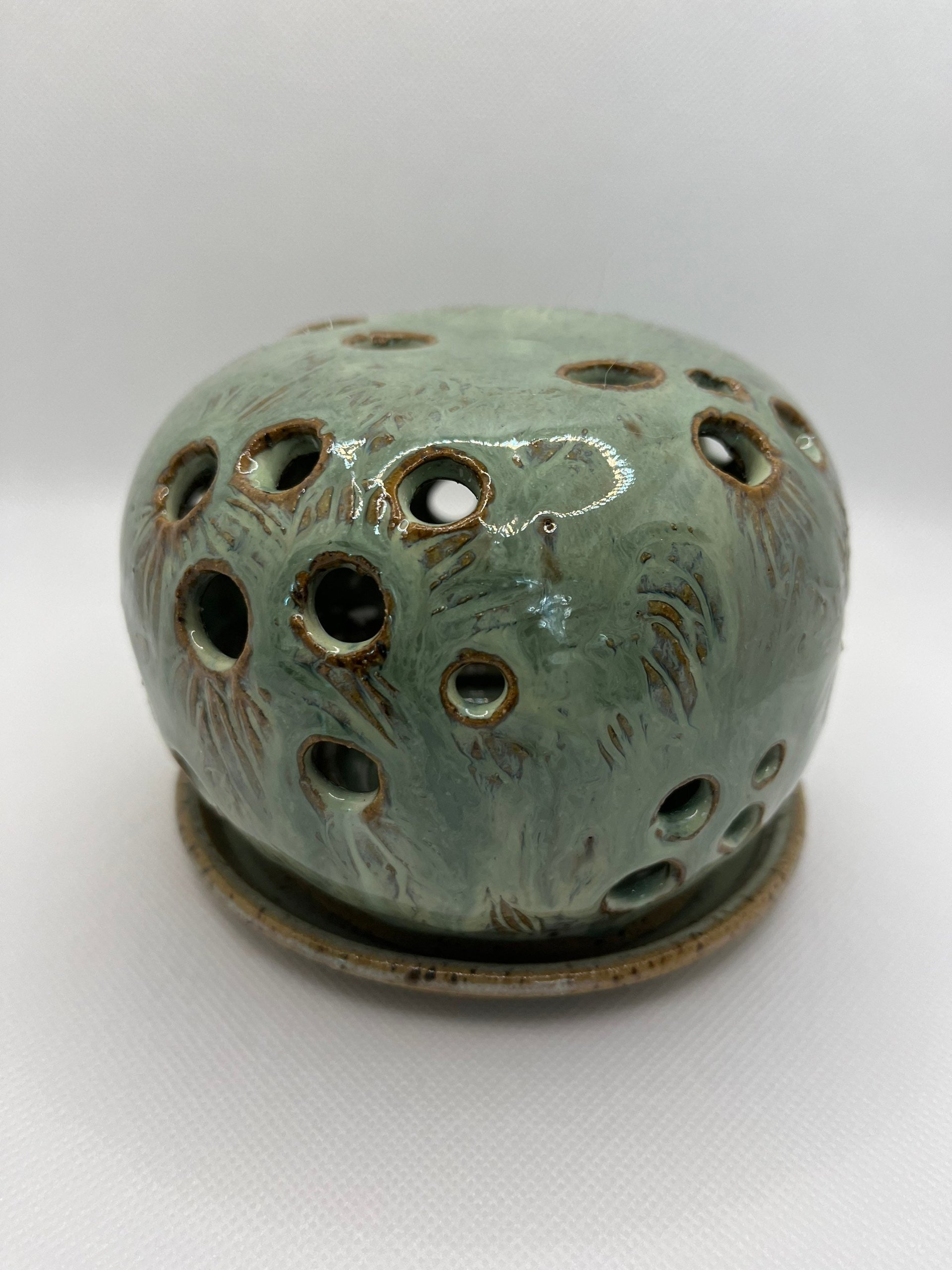 Hand Carved Green Luminary
