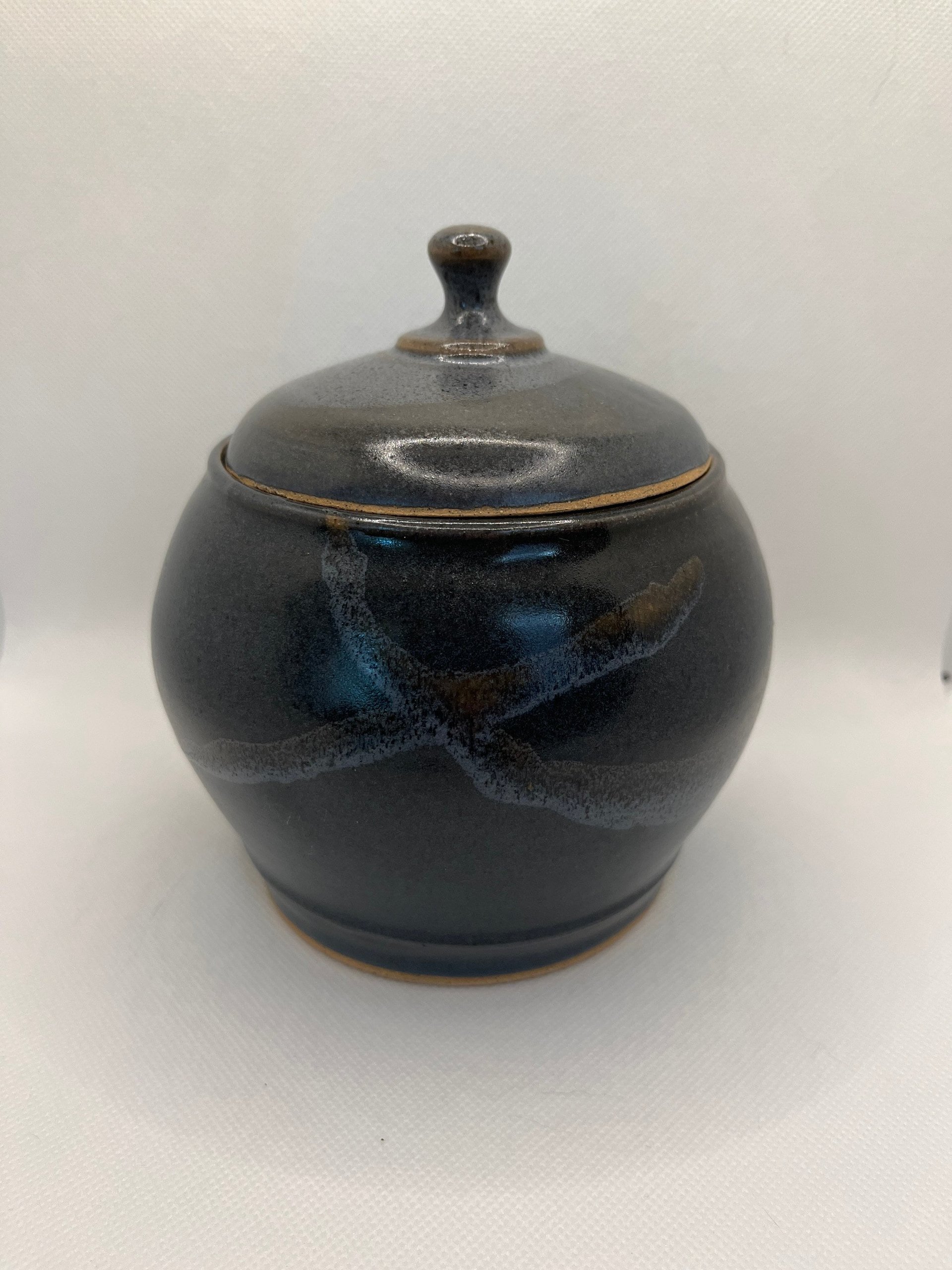Navy Blue Handmade Ceramic Lidded Jar