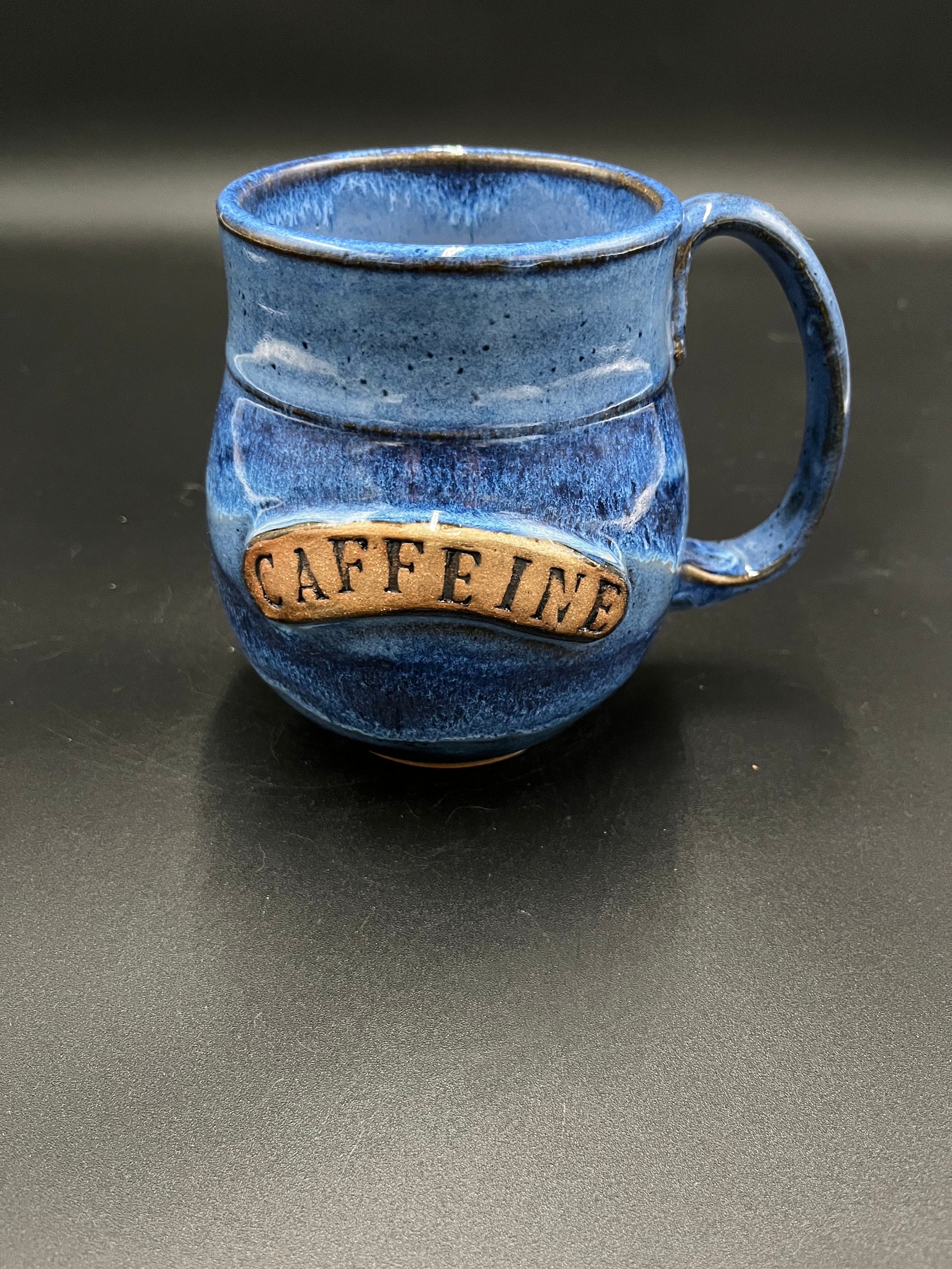 Large Handmade Dripping Blue Ceramic Caffeine Mug