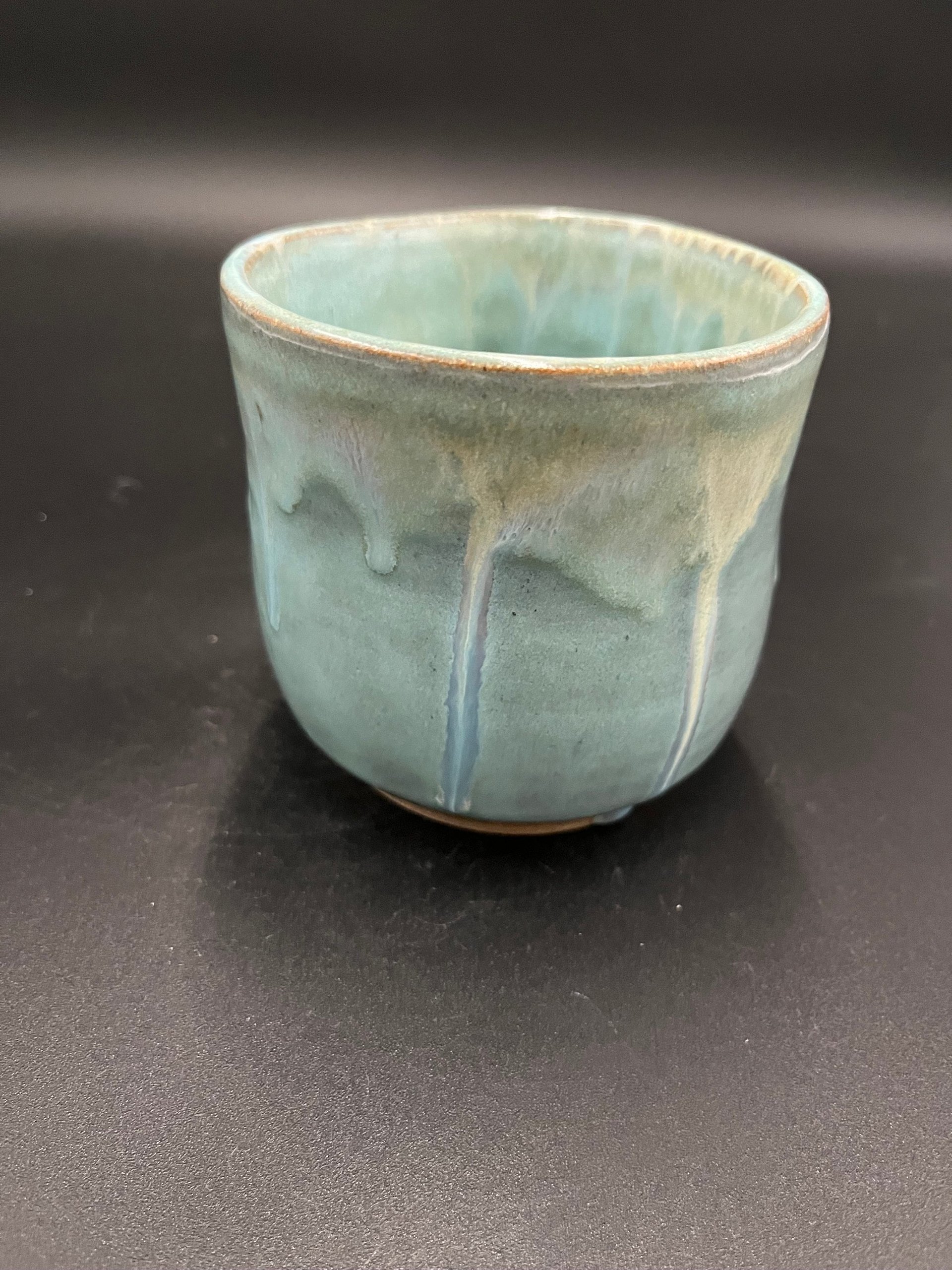 Handmade Blue Ceramic Hand-warmer Mug