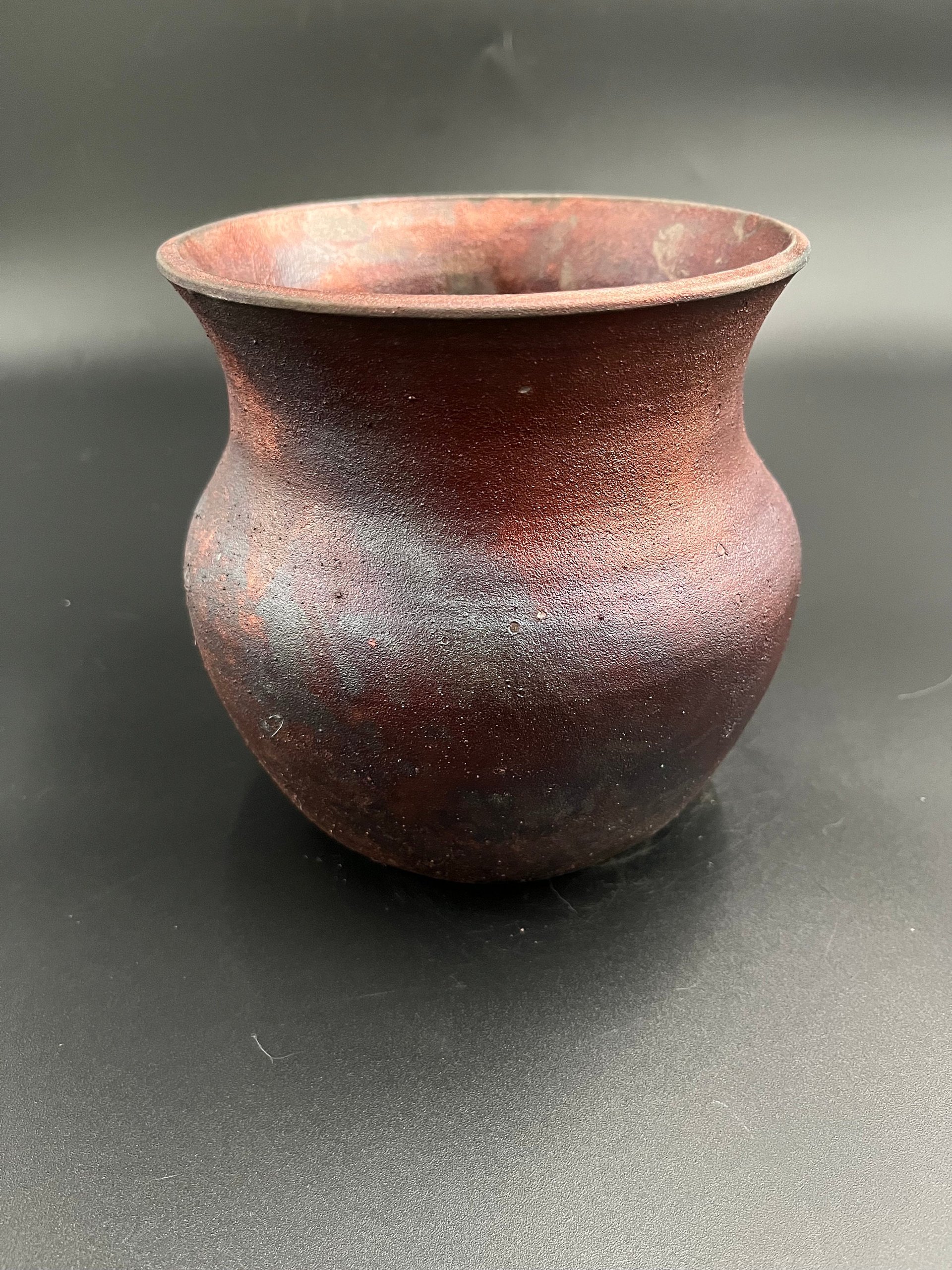 Handmade Irridescent Copper Matte Vase - Raku fired