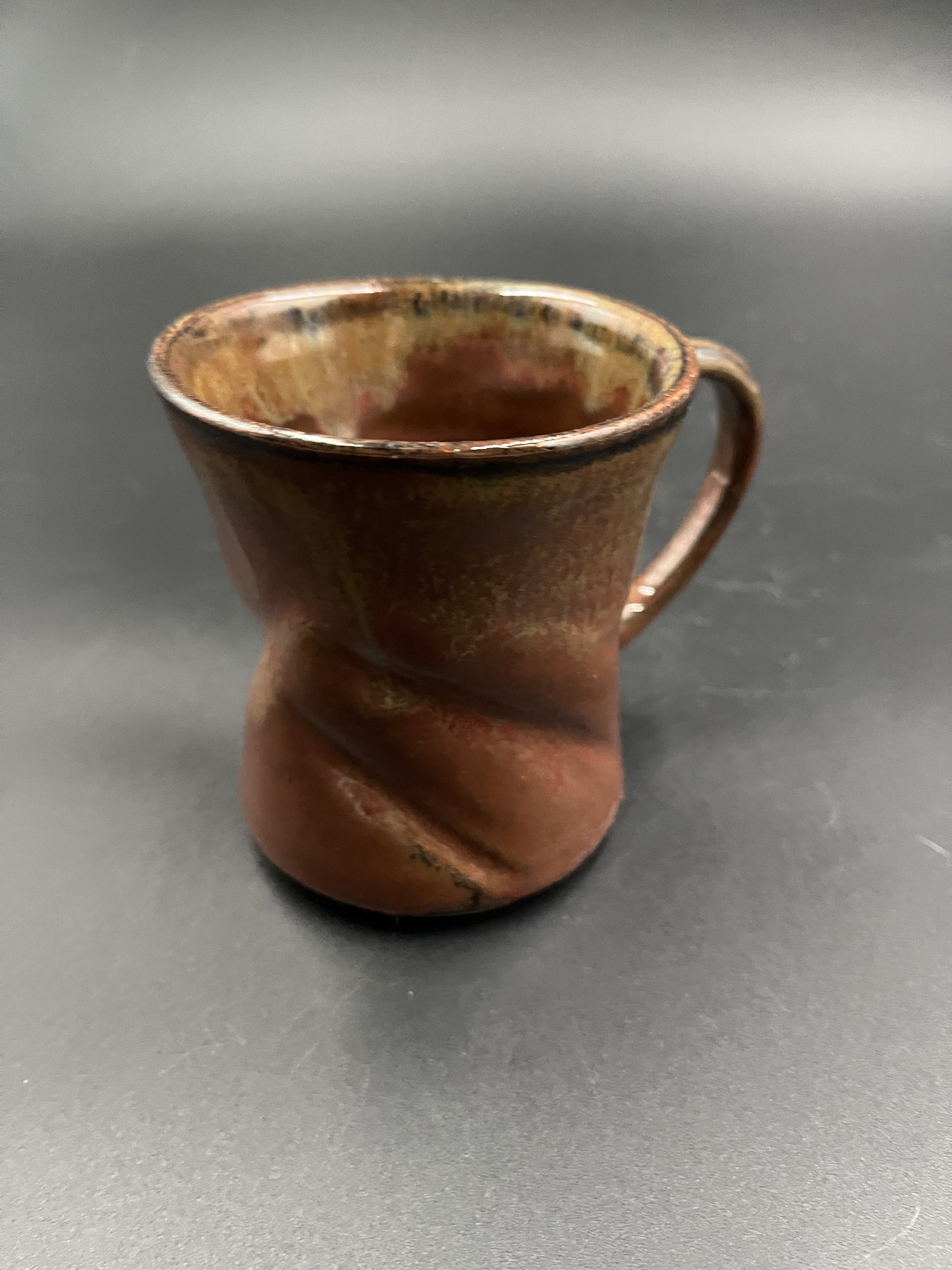 Handmade Earthy Red Carved Ceramic Mug