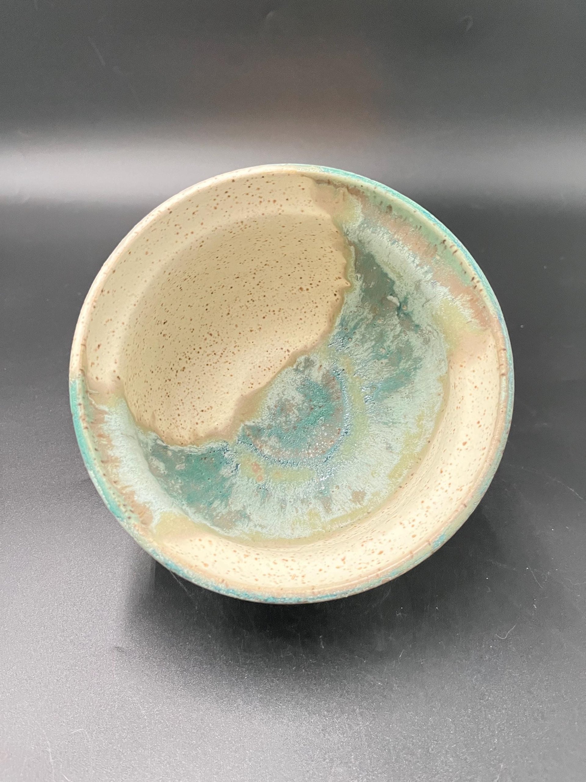 Handmade Green and White Speckled Ceramic Ramen Bowl