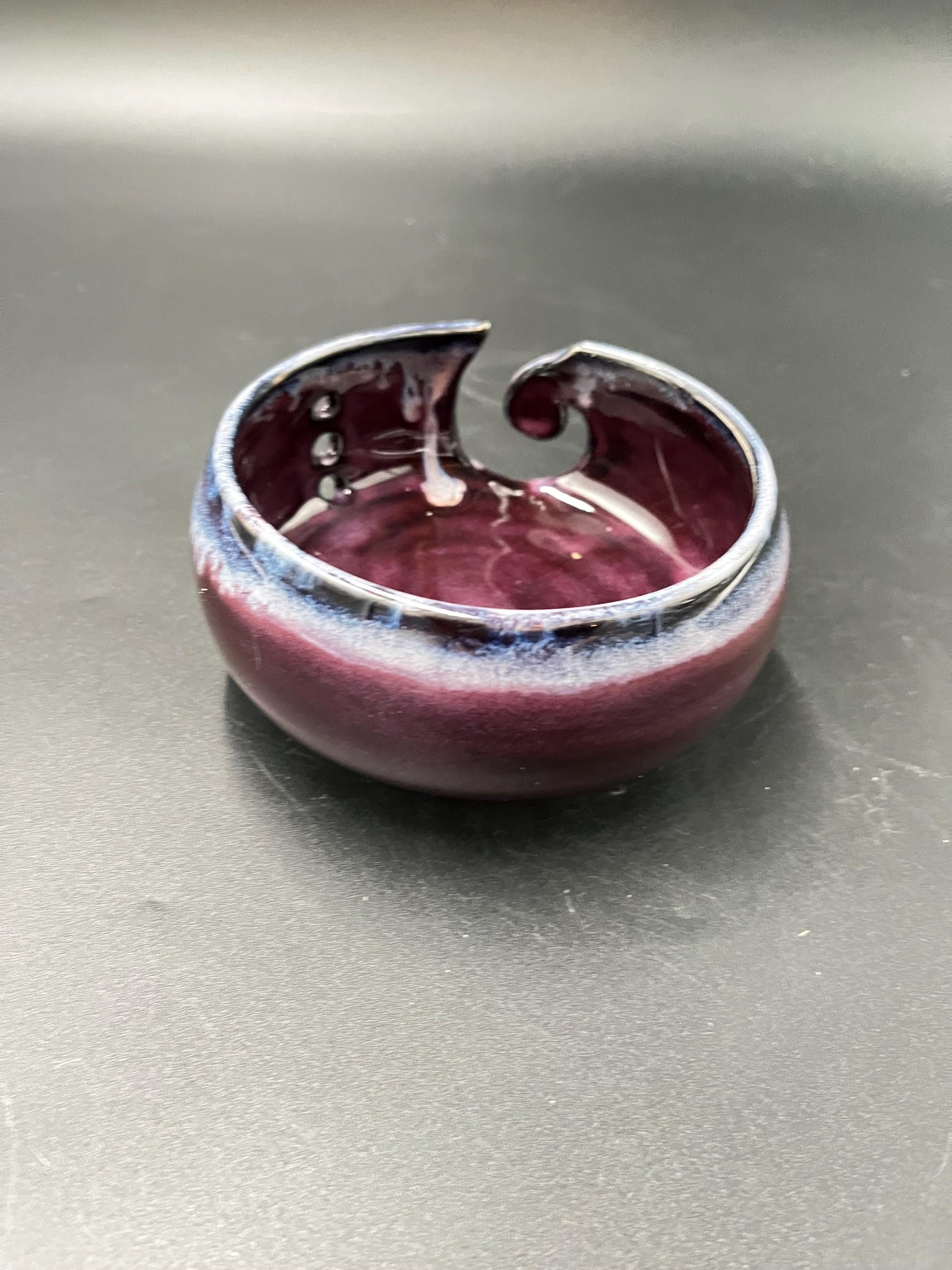 Handmade Purple Drip Glazed Ceramic Yarn Bowl