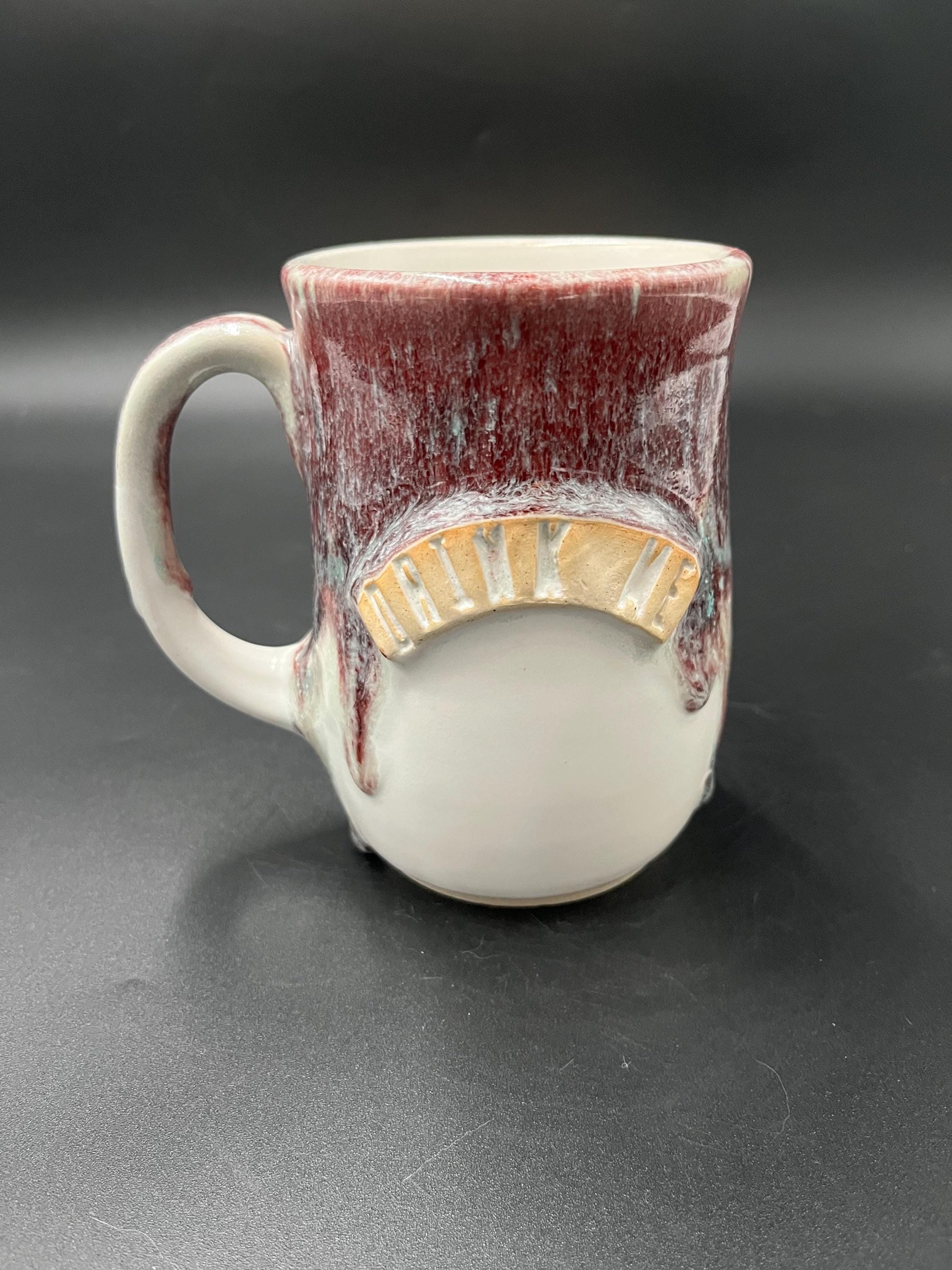 Handmade Alice In Wonderland Inspired “Drink Me” Purple Drip Ceramic Mug