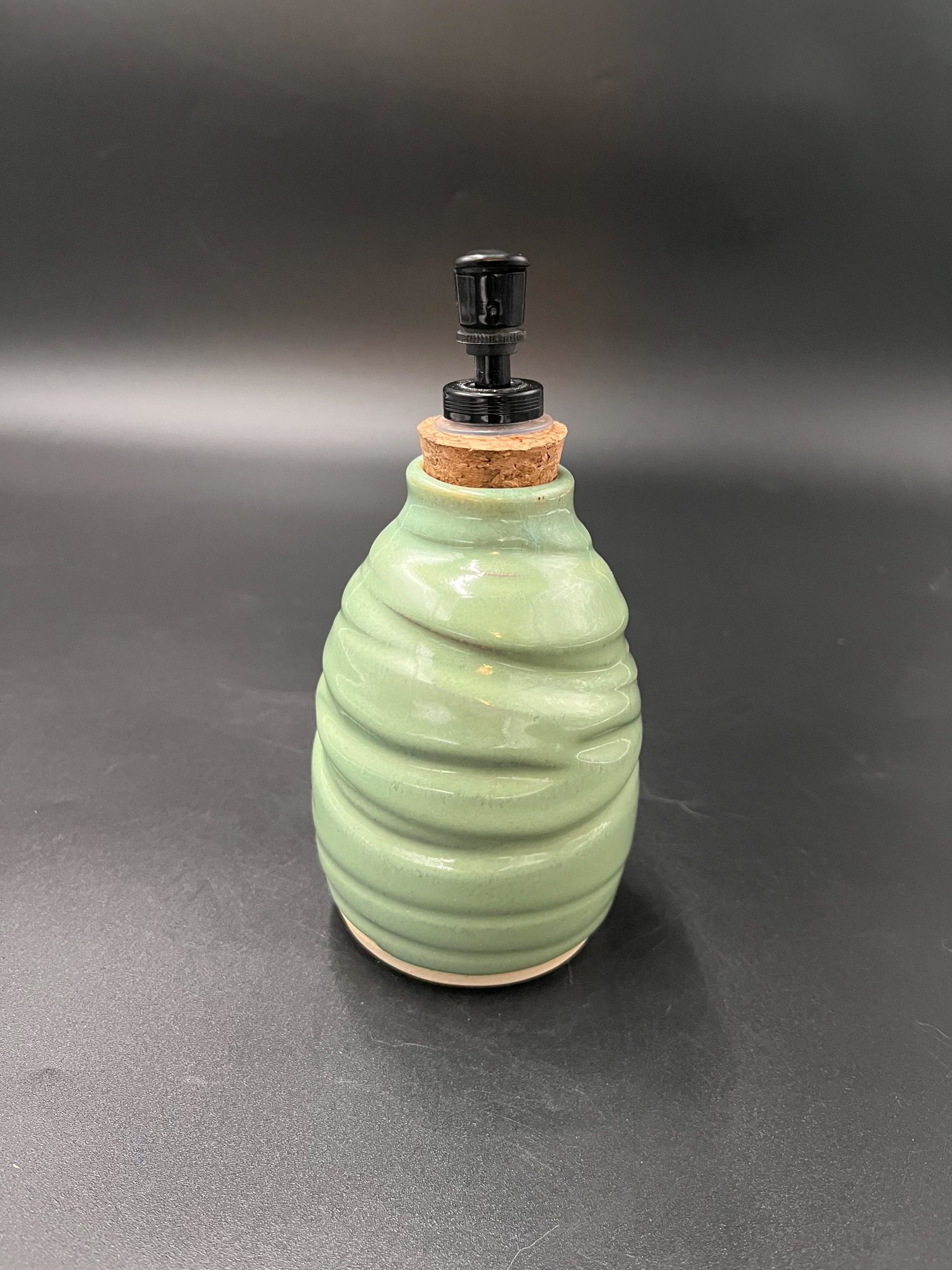 Handmade Ceramic Agave Green Carved Soap Dispenser