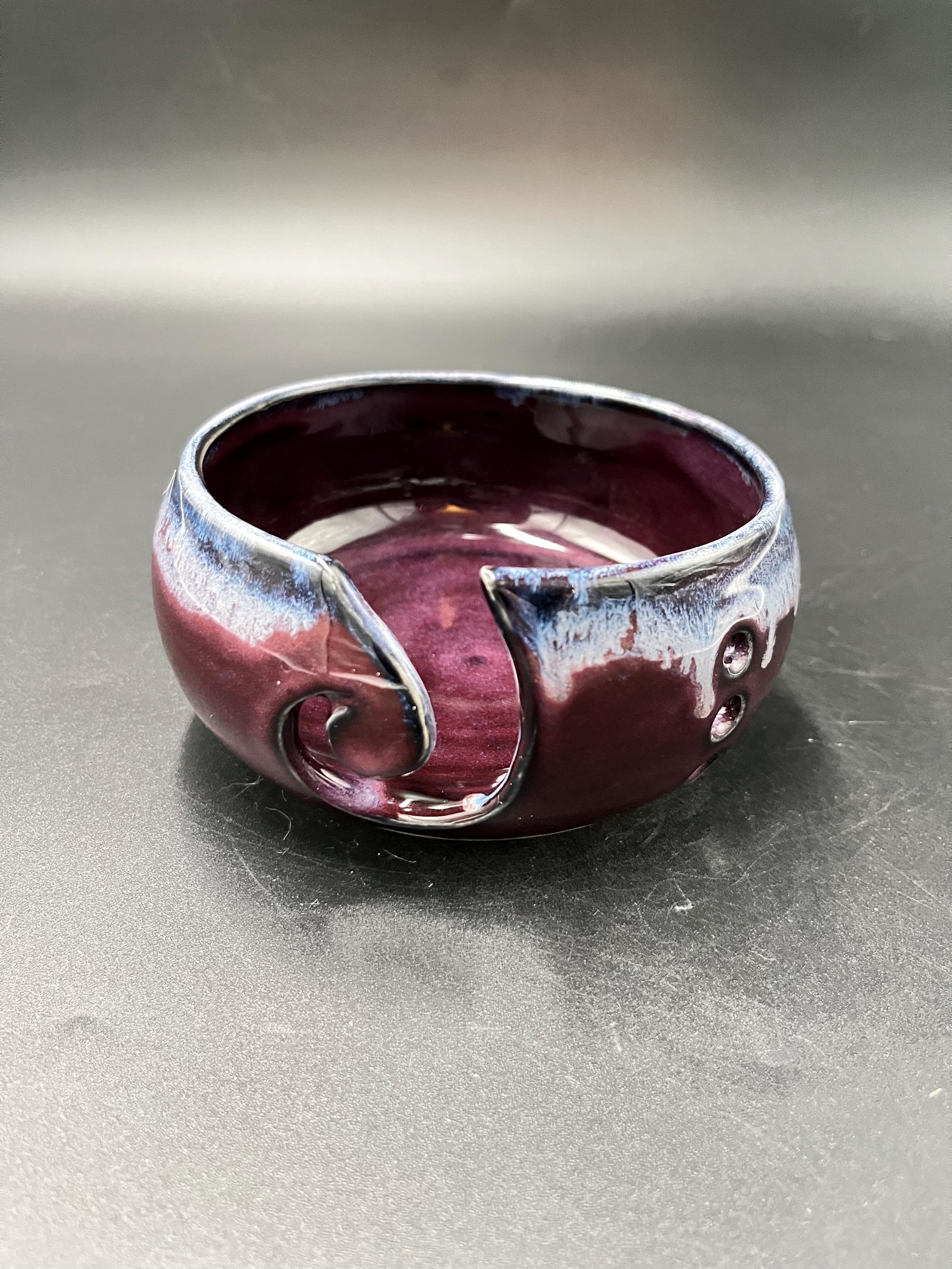 Handmade Purple Drip Glazed Ceramic Yarn Bowl