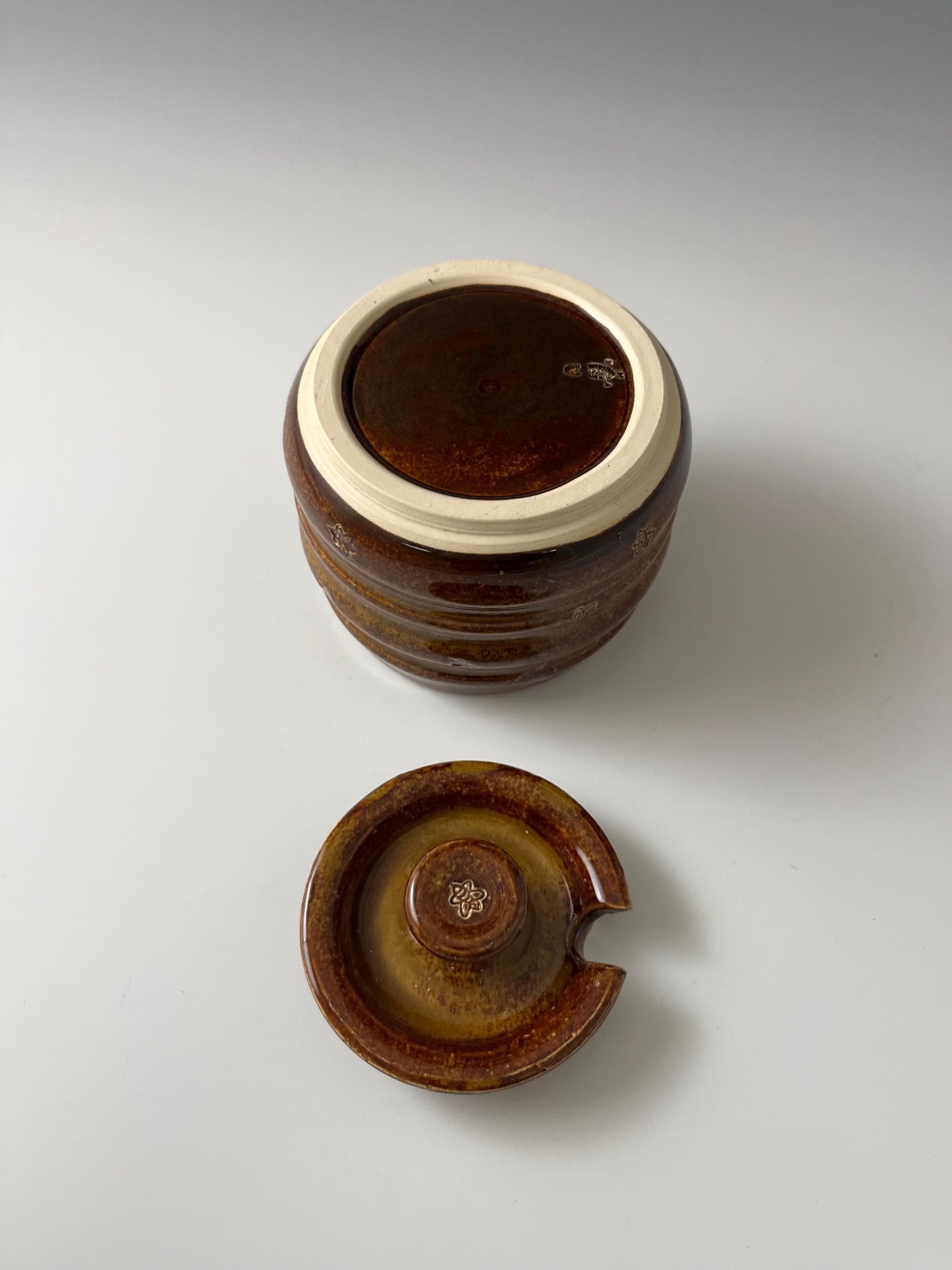 Handmade Ceramic Honey Jar - golden brown