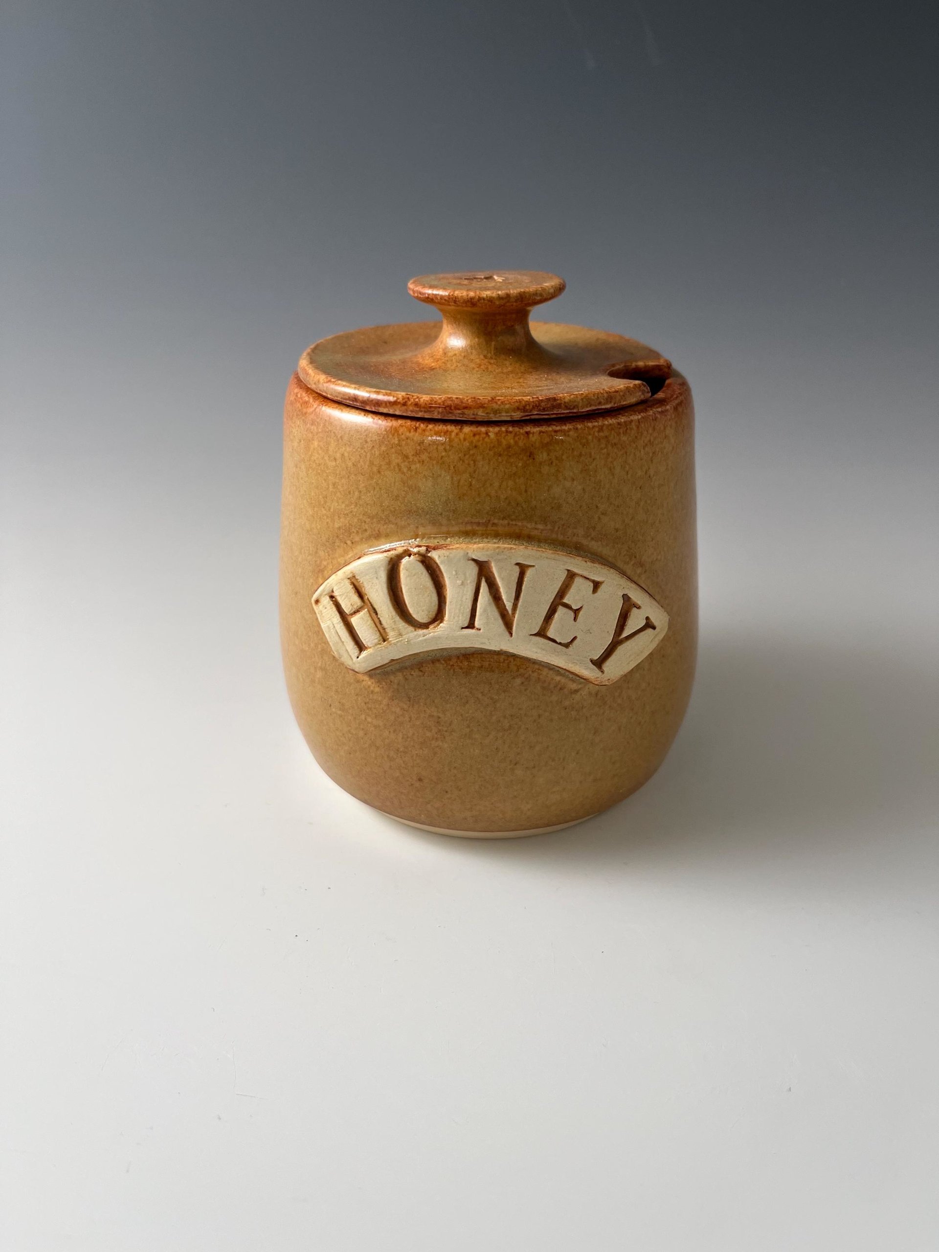 Handmade Ceramic Honey Jar - golden luster