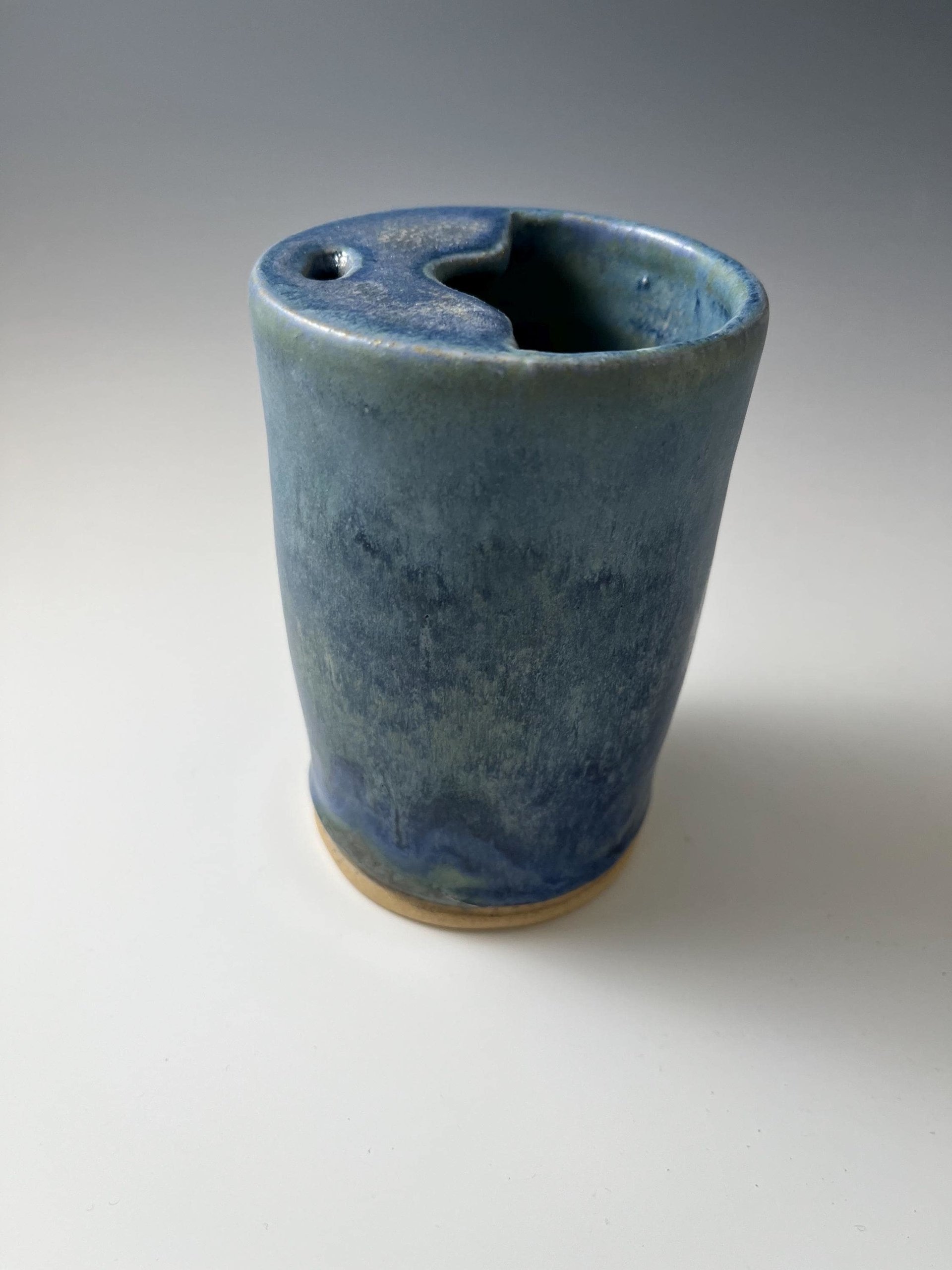 Handmade Ceramic Blue Green Matte Travel Mug