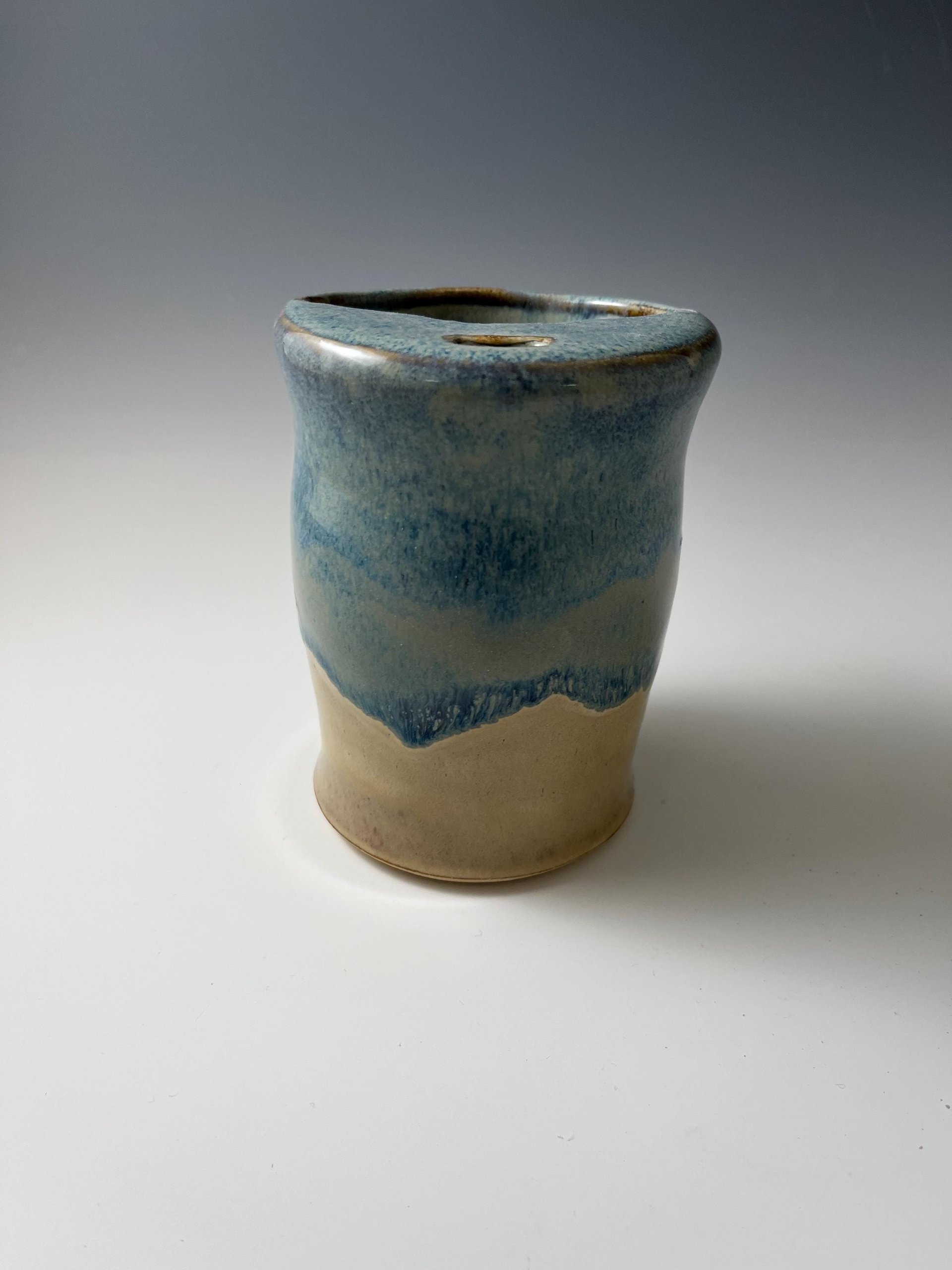 Handmade Ceramic Blue and Cream Travel Mug
