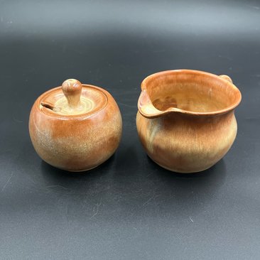 Handmade Golden Yellow Ceramic Cream and Sugar Set