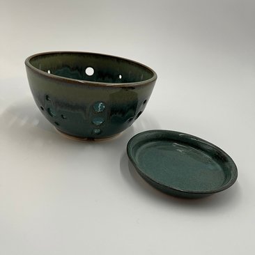 Hand-made Blue Green Berry Bowl and Plate